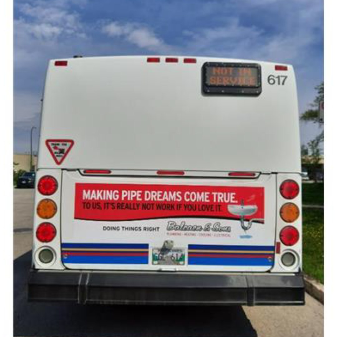 bus tail ad for Balcaen & Sons
